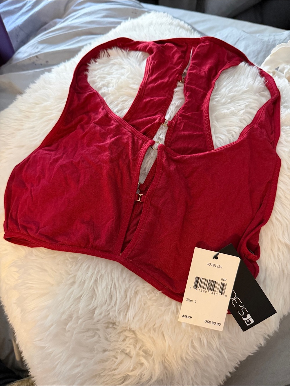Joe's Jeans Deep Red Stretch razorback bralette